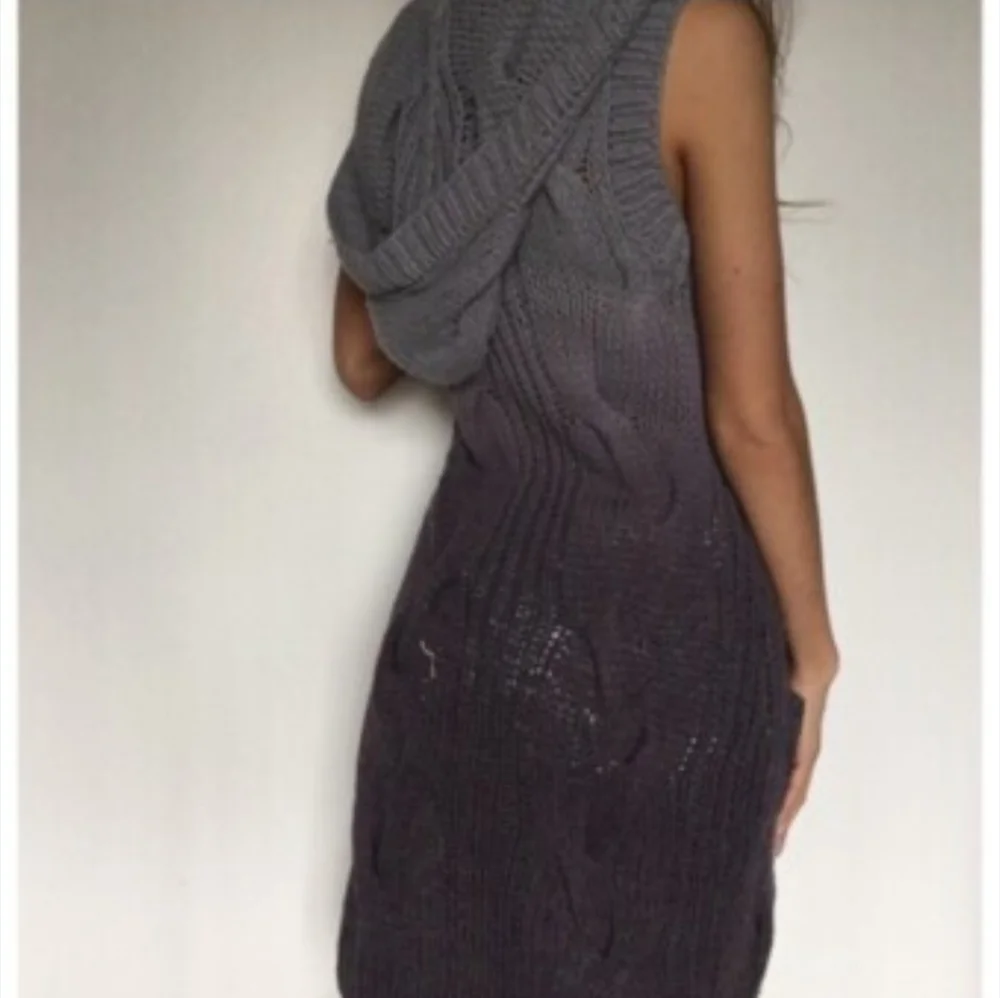 Free People Wool Blend Cable Knit Hooded Duster Cardigan Small/Med Ombre Tie Dye - Picture 13 of 13